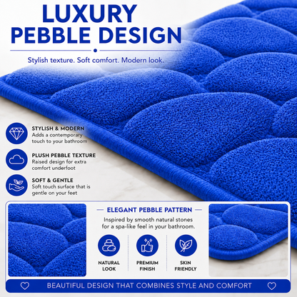 Pebble Stone Bath Mat Set – Soft Absorbent Non Slip Bathroom Rug Set | Night Zone
