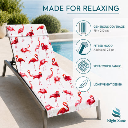 Printed Microfiber Beach & Sun Lounger Towel with Hood | Night Zone