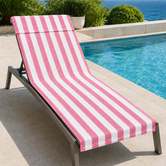Microfiber Striped Beach & Sun Lounger Towel with Hood | Night Zone
