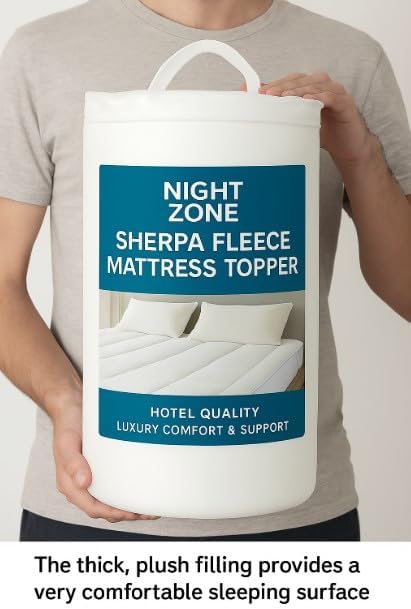Mattress Topper 5cm Sherpa Fleece – Teddy Fleece Soft Extra Comfort Bedding | Night Zone
