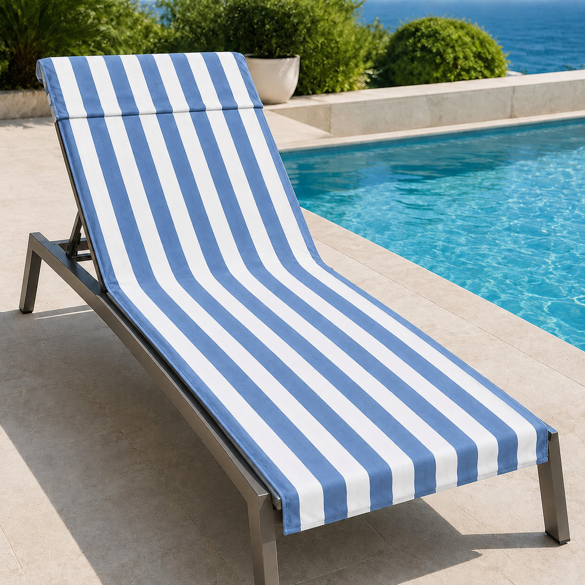 Microfiber Striped Beach & Sun Lounger Towel with Hood | Night Zone