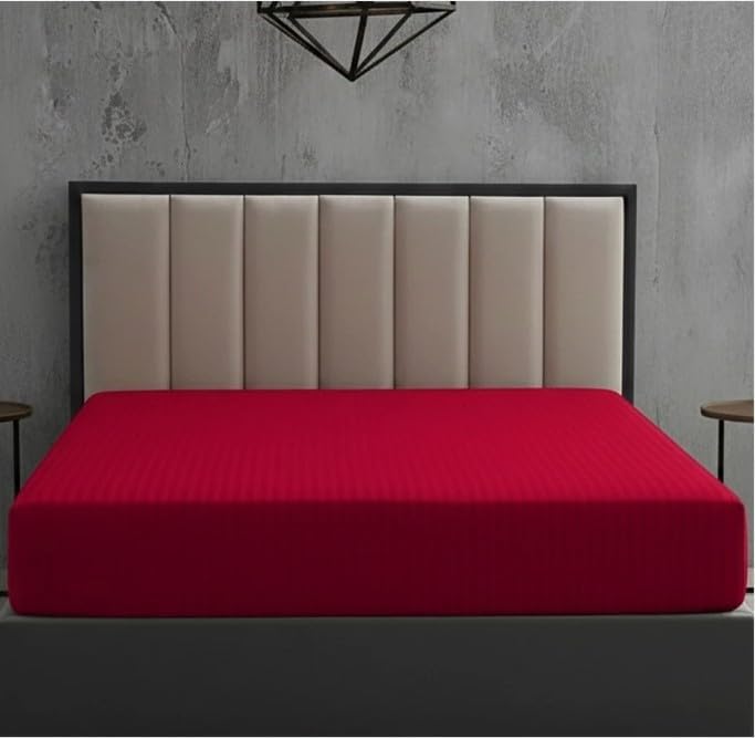 T-250 Satin Stripe Extra Deep Fitted Sheet – 100% Cotton Hotel Quality Bedding | Night Zone