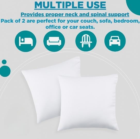 Cushion Inner Pads Pack of 2 – Square Cushion Insert Fillers | Night Zone