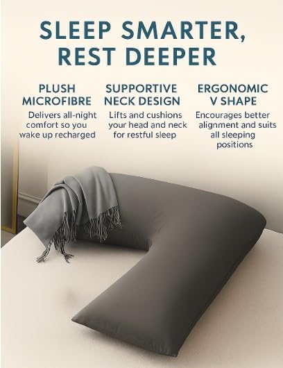 Easy Care Polycotton Orthopaedic V Shaped Pillow with Case or V Pillowcase Only | Night Zone