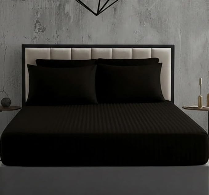 250 Thread Count Satin Stripe 100% Cotton Flat Sheet – Luxury Hotel Style Bed Sheet | Night Zone