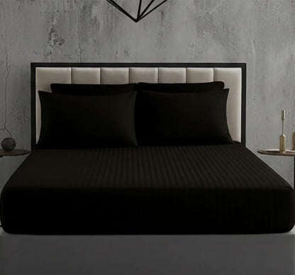 250 Thread Count Satin Stripe 100% Cotton Flat Sheet – Luxury Hotel Style Bed Sheet | Night Zone