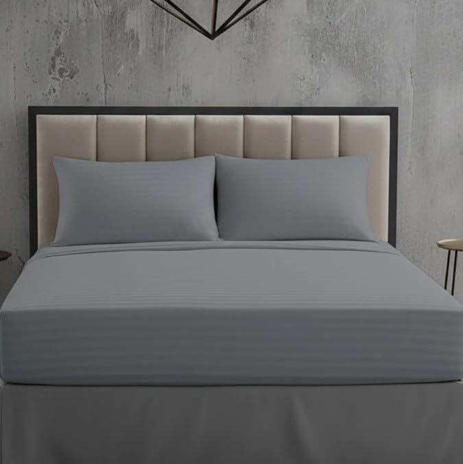 250 Thread Count Satin Stripe 100% Cotton Flat Sheet – Luxury Hotel Style Bed Sheet | Night Zone