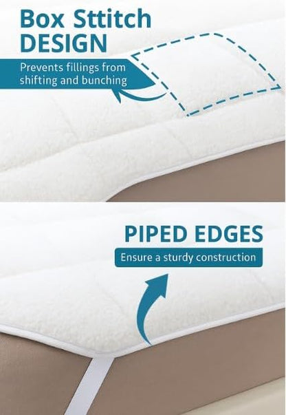 Mattress Topper 5cm Sherpa Fleece – Teddy Fleece Soft Extra Comfort Bedding | Night Zone