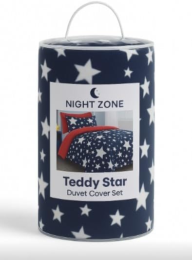 Teddy Star Fleece Duvet Cover Set – Soft Cosy Kids Teddy Bear Bedding | Night Zone