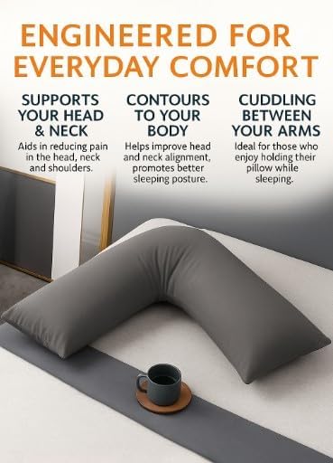 Easy Care Polycotton Orthopaedic V Shaped Pillow with Case or V Pillowcase Only | Night Zone