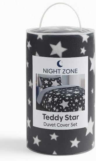 Teddy Star Fleece Duvet Cover Set – Soft Cosy Kids Teddy Bear Bedding | Night Zone
