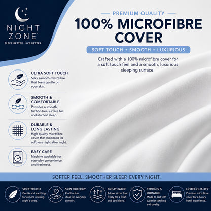 Duck Feather & Down Pillows Pair – 85% Feather 15% Down Filling with 100% Microfiber Cover | Night Zone