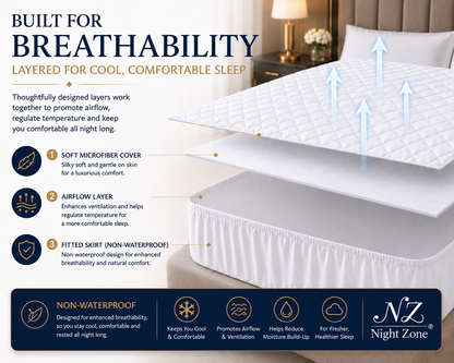 Microfiber Quilted Mattress Protector Extra Deep 30cm – Soft Breathable Mattress Cover | Night Zone