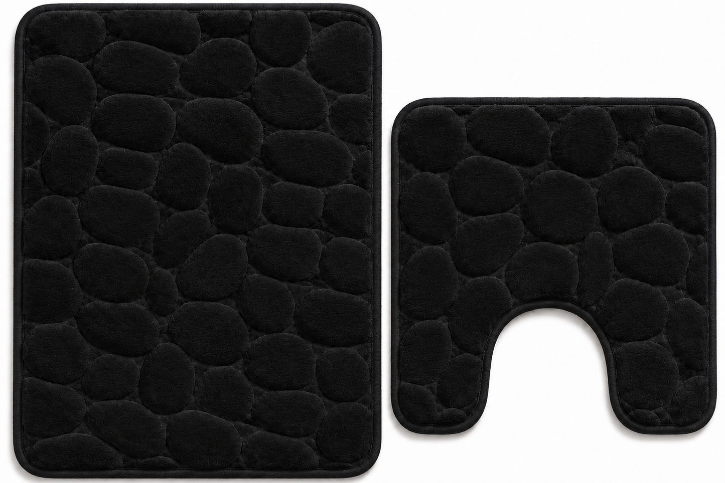 Pebble Stone Bath Mat Set – Soft Absorbent Non Slip Bathroom Rug Set | Night Zone