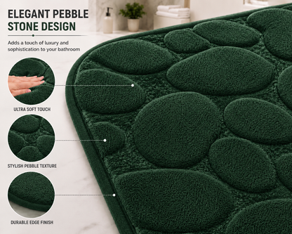 Pebble Stone Bath Mat Set – Soft Absorbent Non Slip Bathroom Rug Set | Night Zone