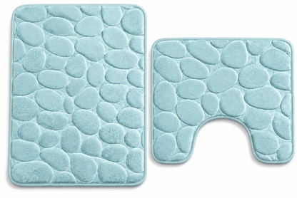 Pebble Stone Bath Mat Set – Soft Absorbent Non Slip Bathroom Rug Set | Night Zone