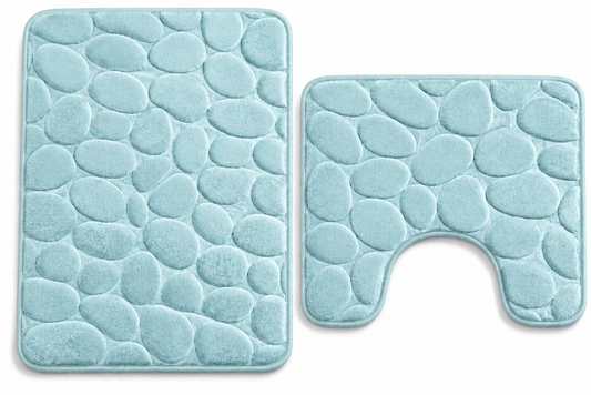 Pebble Stone Bath Mat Set – Soft Absorbent Non Slip Bathroom Rug Set | Night Zone