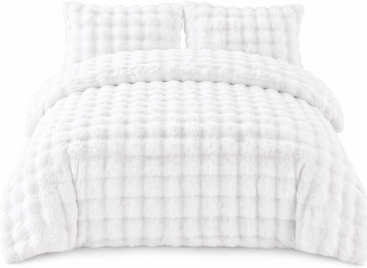 Teddy Square Fleece Duvet Cover Set – Ultra Soft Fluffy Plush Bedding | Night Zone