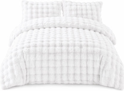 Teddy Square Fleece Duvet Cover Set – Ultra Soft Fluffy Plush Bedding | Night Zone