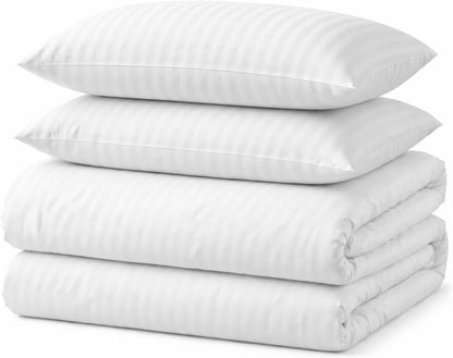 Microfiber Embossed Stripe Duvet Cover Set – Soft Touch Hotel Style Bedding | Night Zone