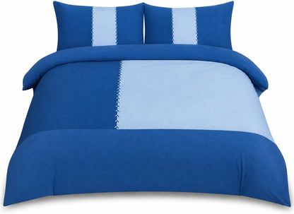 Suede Patch Polycotton Duvet Cover Set – Luxury Soft Touch Patchwork Bedding | Night Zone