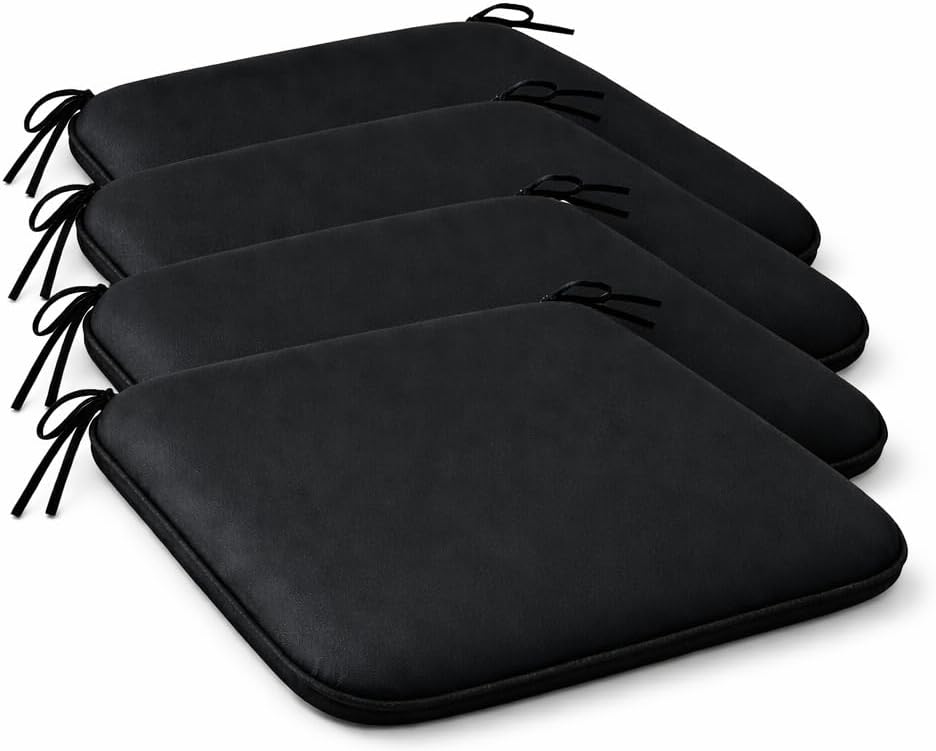 Pack of 4 Waterproof Chair Pads 38 x 38 cm – Indoor & Outdoor Seat Cushions with Ties | Night Zone