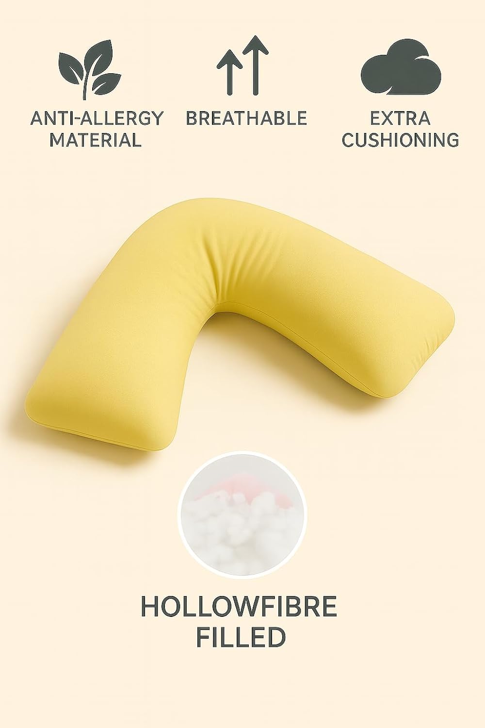Easy Care Polycotton Orthopaedic V Shaped Pillow with Case or V Pillowcase Only | Night Zone