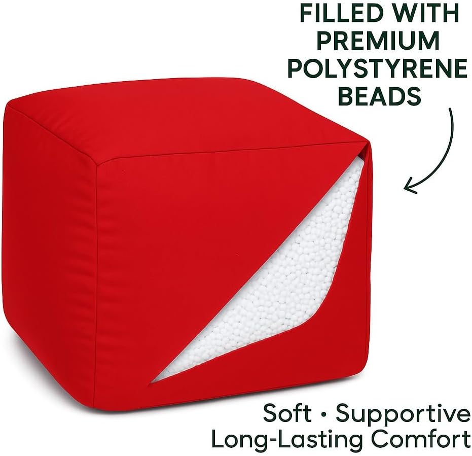 Waterproof Bean Bag Footstool Poufy Cube 40x40cm – Indoor & Outdoor Seating | Night Zone