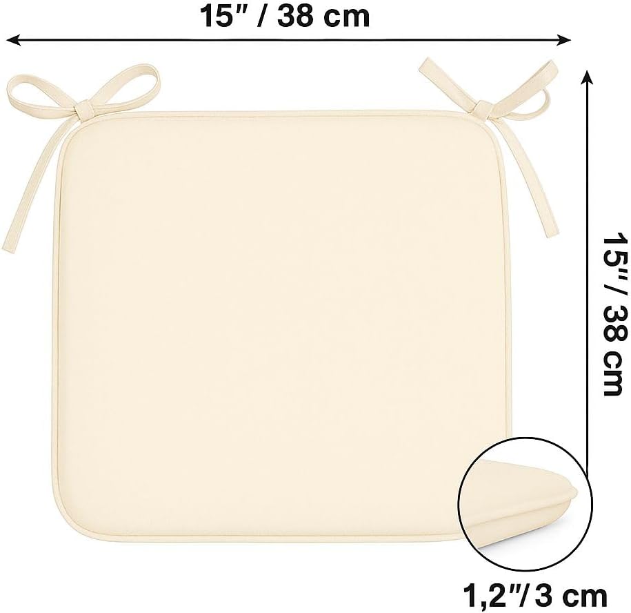 Multicolour Square Chair Seat Pads 38x38cm – 3cm Thick Cushions with Ties | Night Zone