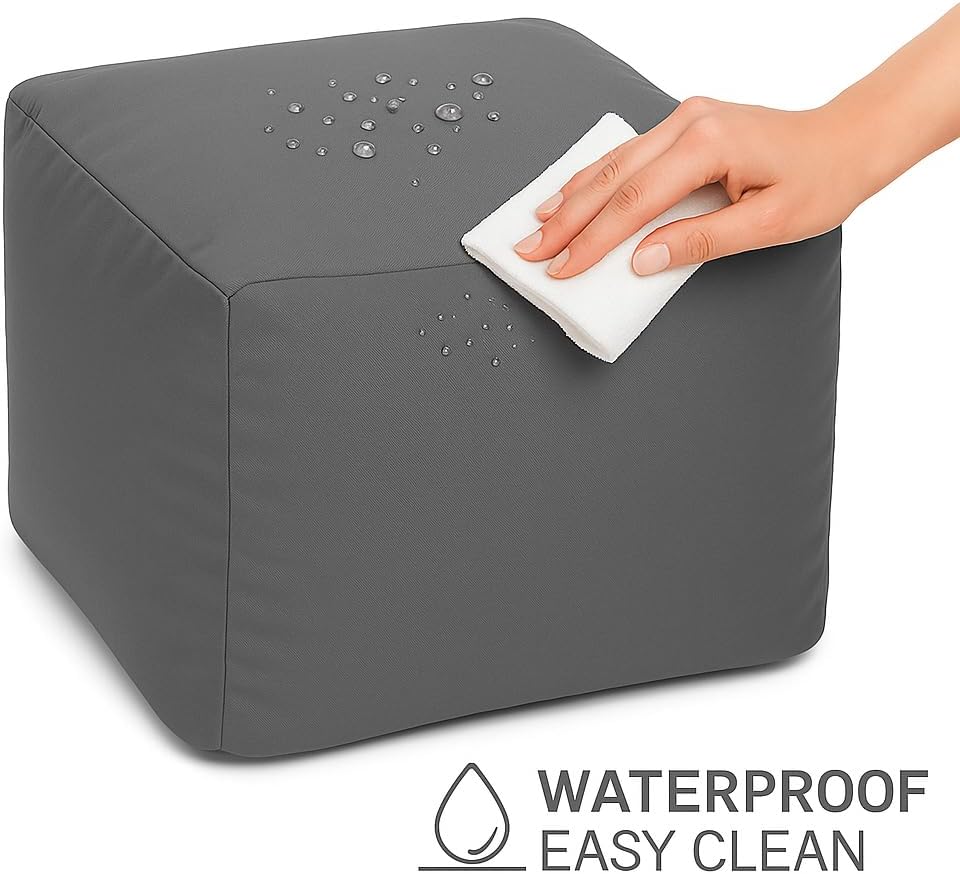 Waterproof Bean Bag Footstool Poufy Cube 40x40cm – Indoor & Outdoor Seating | Night Zone