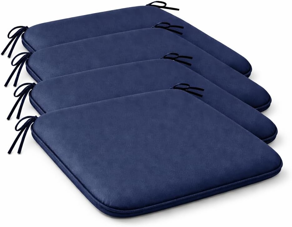 Pack of 4 Waterproof Chair Pads 38 x 38 cm – Indoor & Outdoor Seat Cushions with Ties | Night Zone