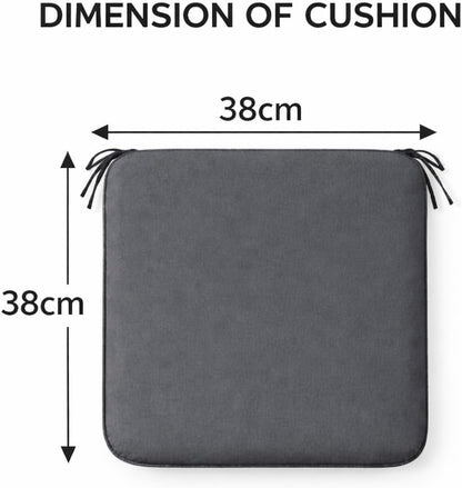Pack of 4 Waterproof Chair Pads 38 x 38 cm – Indoor & Outdoor Seat Cushions with Ties | Night Zone