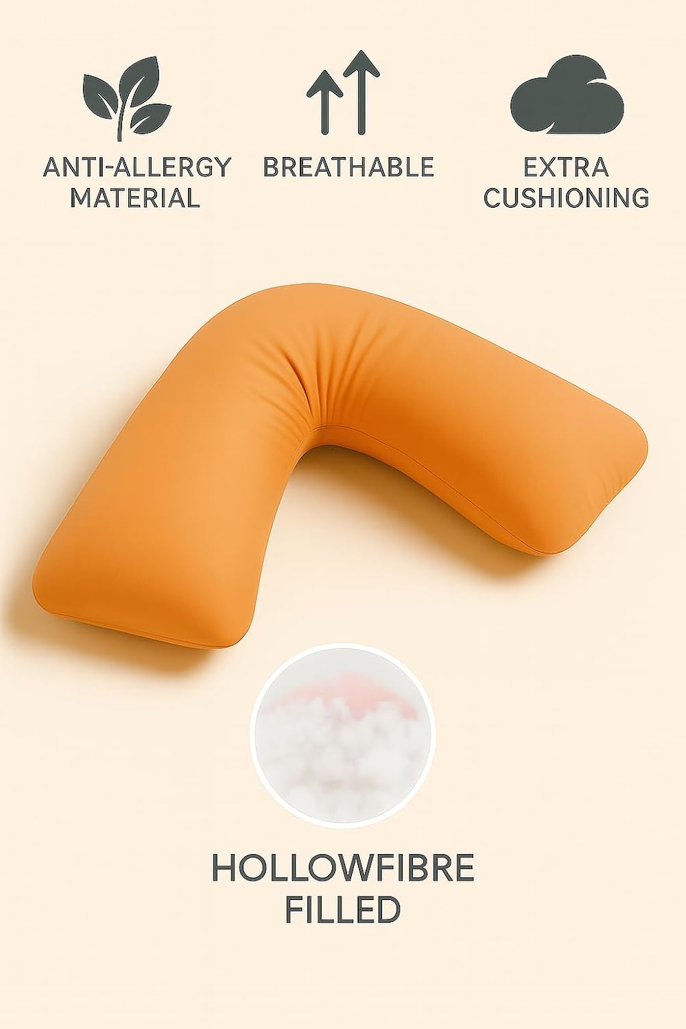 Easy Care Polycotton Orthopaedic V Shaped Pillow with Case or V Pillowcase Only | Night Zone