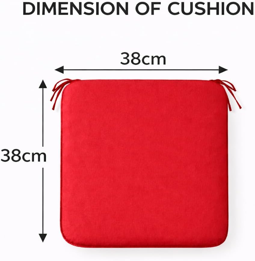Pack of 4 Waterproof Chair Pads 38 x 38 cm – Indoor & Outdoor Seat Cushions with Ties | Night Zone