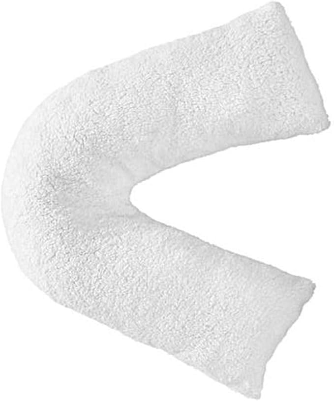 Teddy Bear Fleece V Shaped Pillow with Case or V Pillowcase Only – Soft Support Cushion | Night Zone