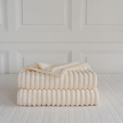 Chunky Ribbed Faux Fur Velvet Throw Blanket – Soft Touch Sofa & Bed Throw | Night Zone