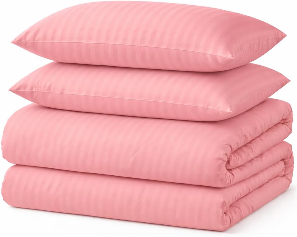 Microfiber Embossed Stripe Duvet Cover Set – Soft Touch Hotel Style Bedding | Night Zone