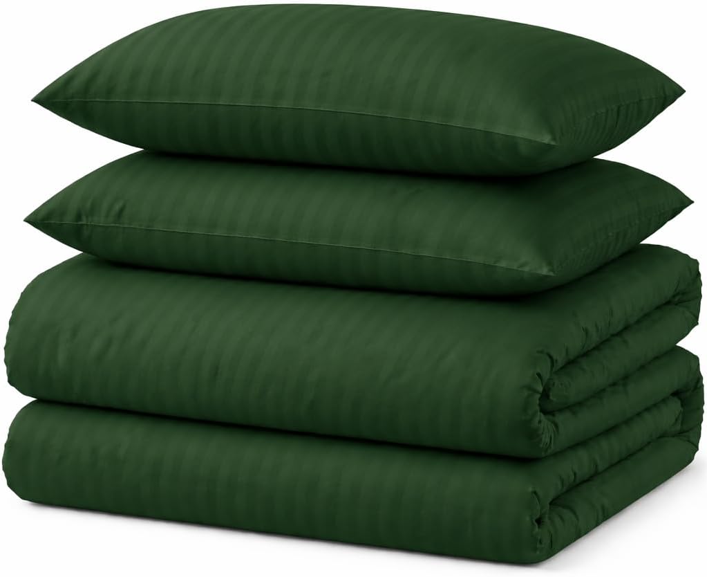 Microfiber Embossed Stripe Duvet Cover Set – Soft Touch Hotel Style Bedding | Night Zone