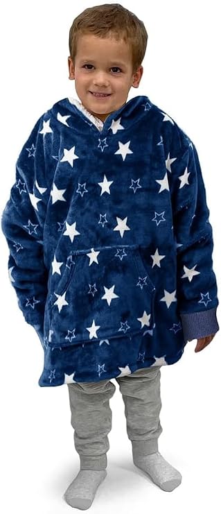 Children's Teddy Fleece Hoodie Blanket – Oversized Wearable Soft Warm Fluffy One Size | Night Zone
