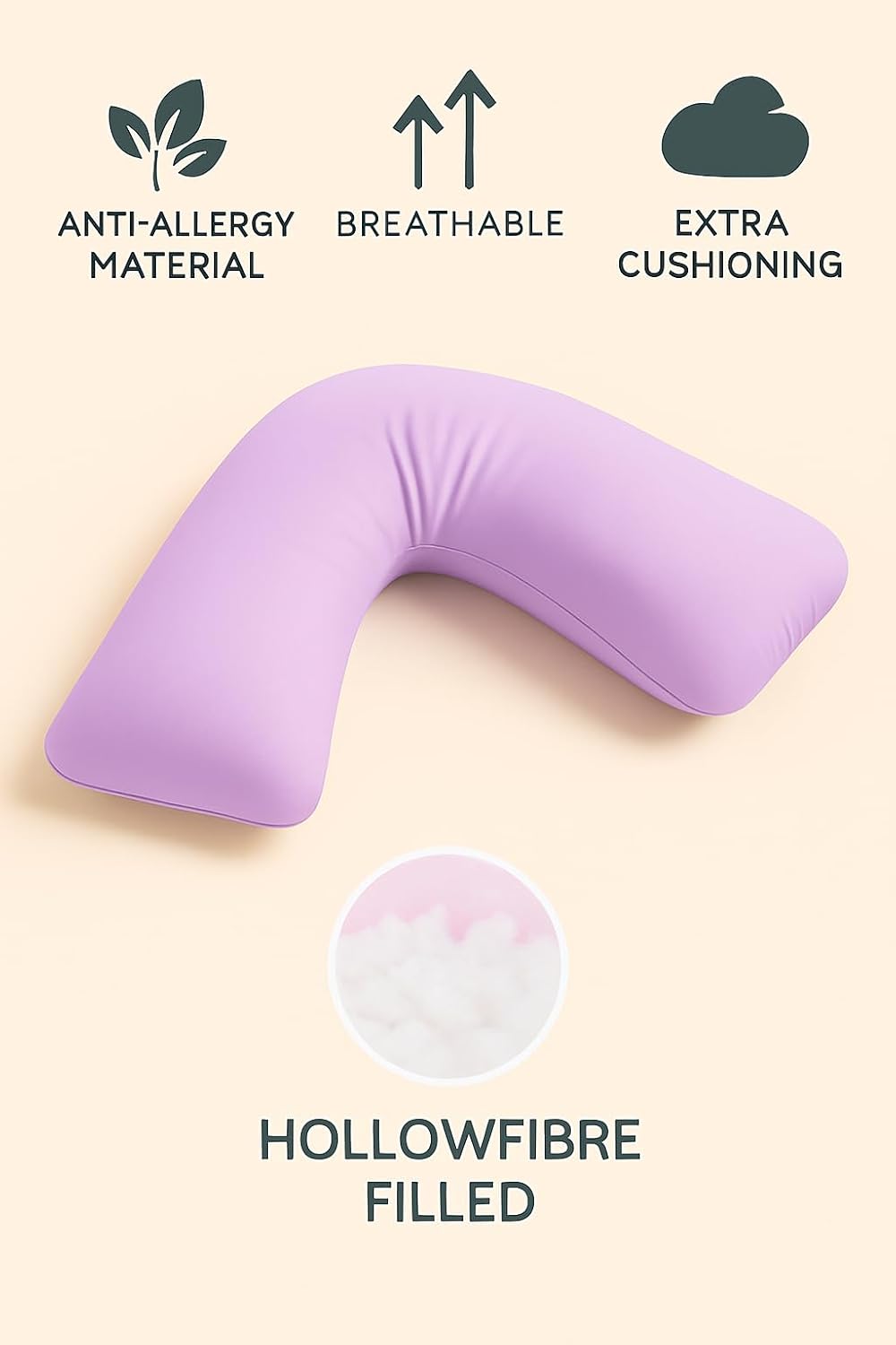 Easy Care Polycotton Orthopaedic V Shaped Pillow with Case or V Pillowcase Only | Night Zone