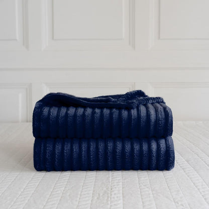 Chunky Ribbed Faux Fur Velvet Throw Blanket – Soft Touch Sofa & Bed Throw | Night Zone