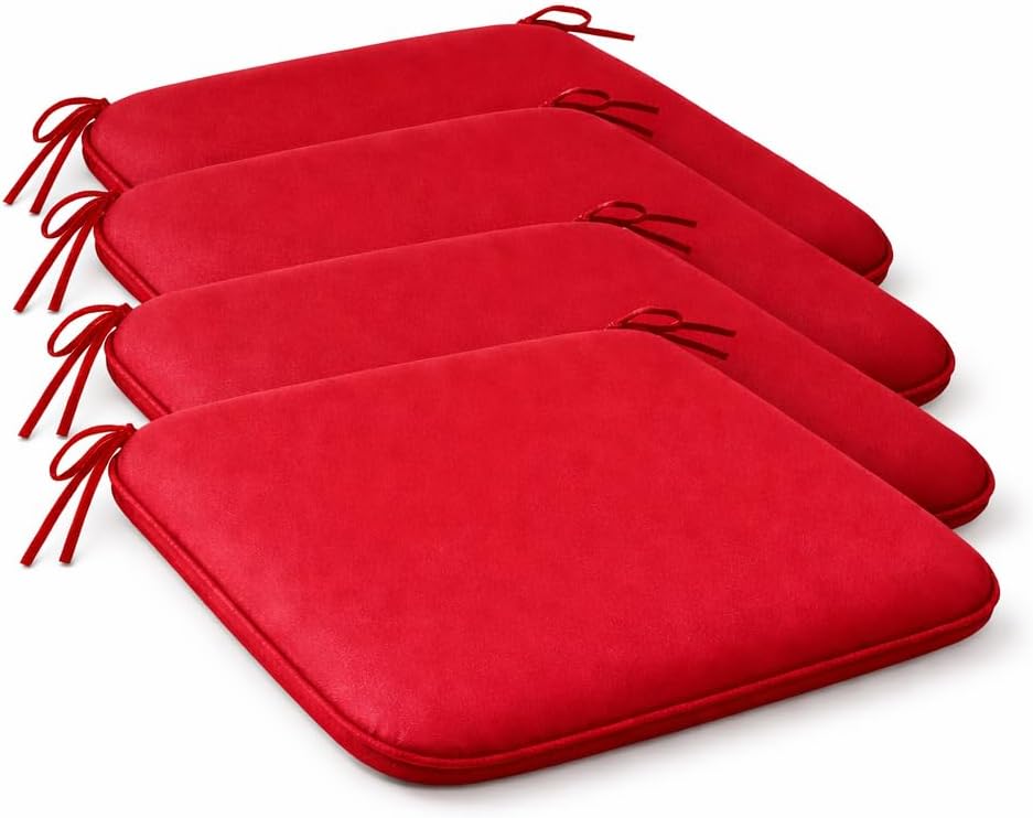 Pack of 4 Waterproof Chair Pads 38 x 38 cm – Indoor & Outdoor Seat Cushions with Ties | Night Zone
