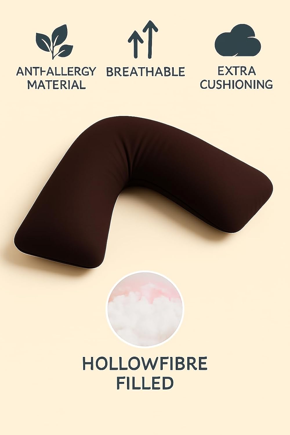 Easy Care Polycotton Orthopaedic V Shaped Pillow with Case or V Pillowcase Only | Night Zone