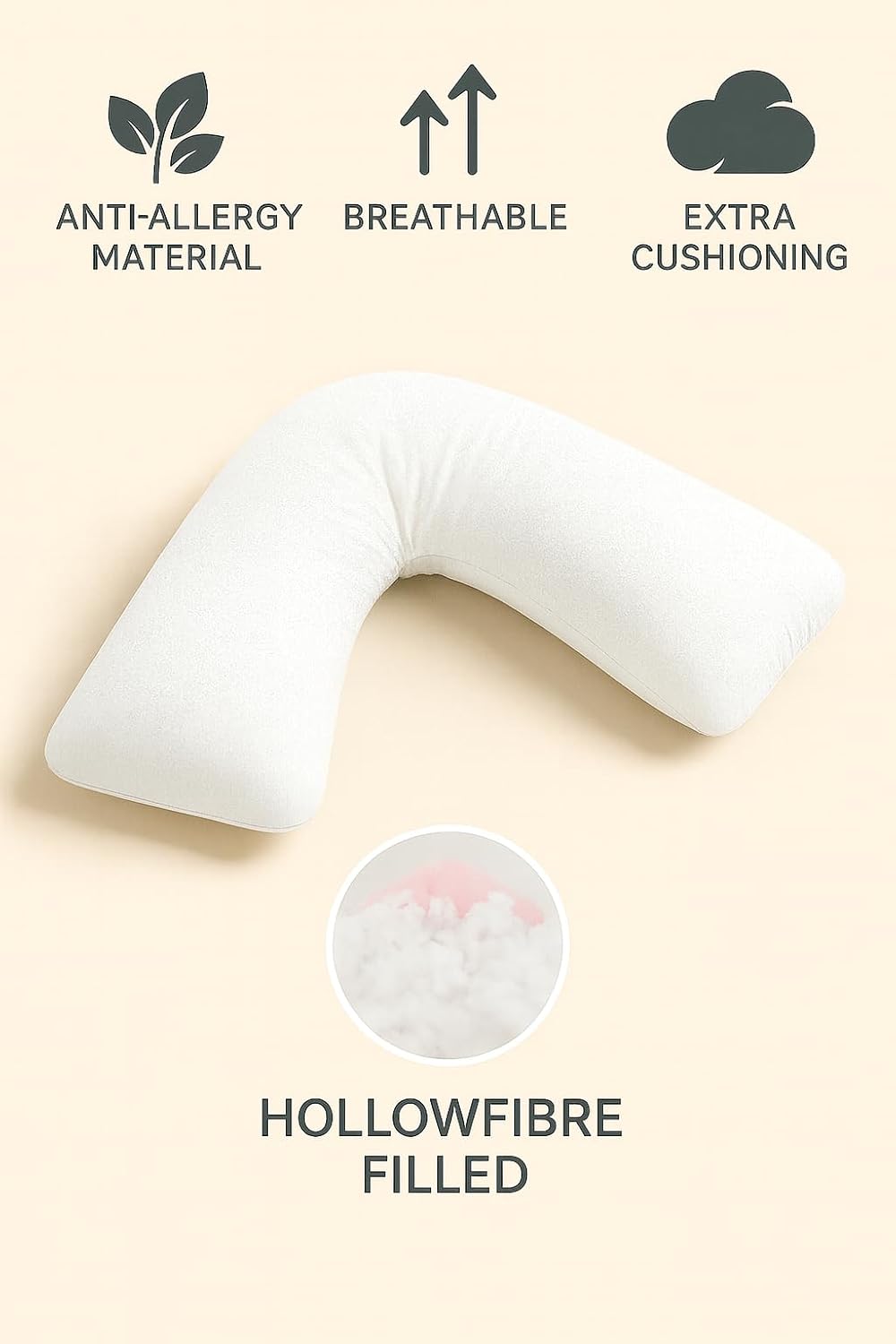 Easy Care Polycotton Orthopaedic V Shaped Pillow with Case or V Pillowcase Only | Night Zone