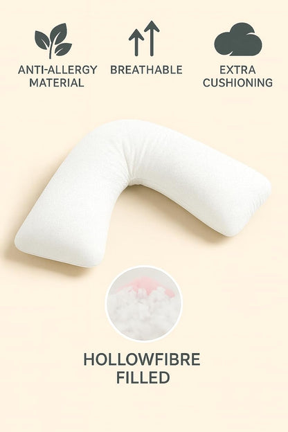 Easy Care Polycotton Orthopaedic V Shaped Pillow with Case or V Pillowcase Only | Night Zone