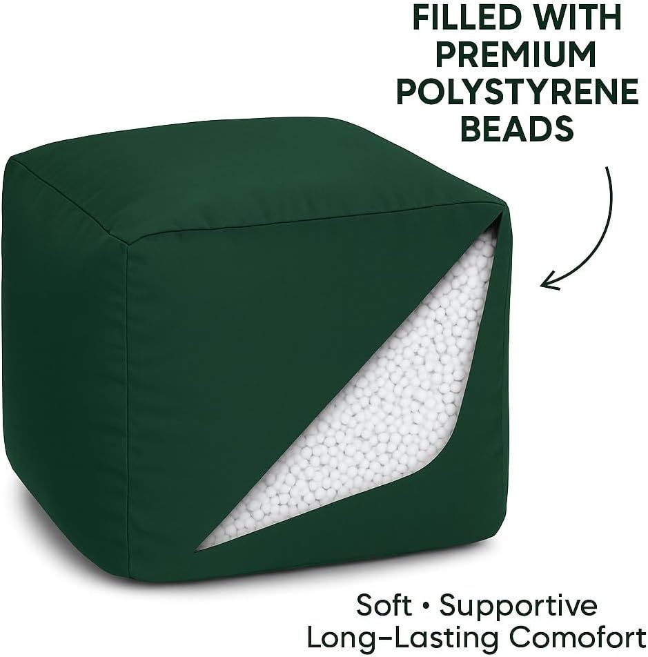 Waterproof Bean Bag Footstool Poufy Cube 40x40cm – Indoor & Outdoor Seating | Night Zone