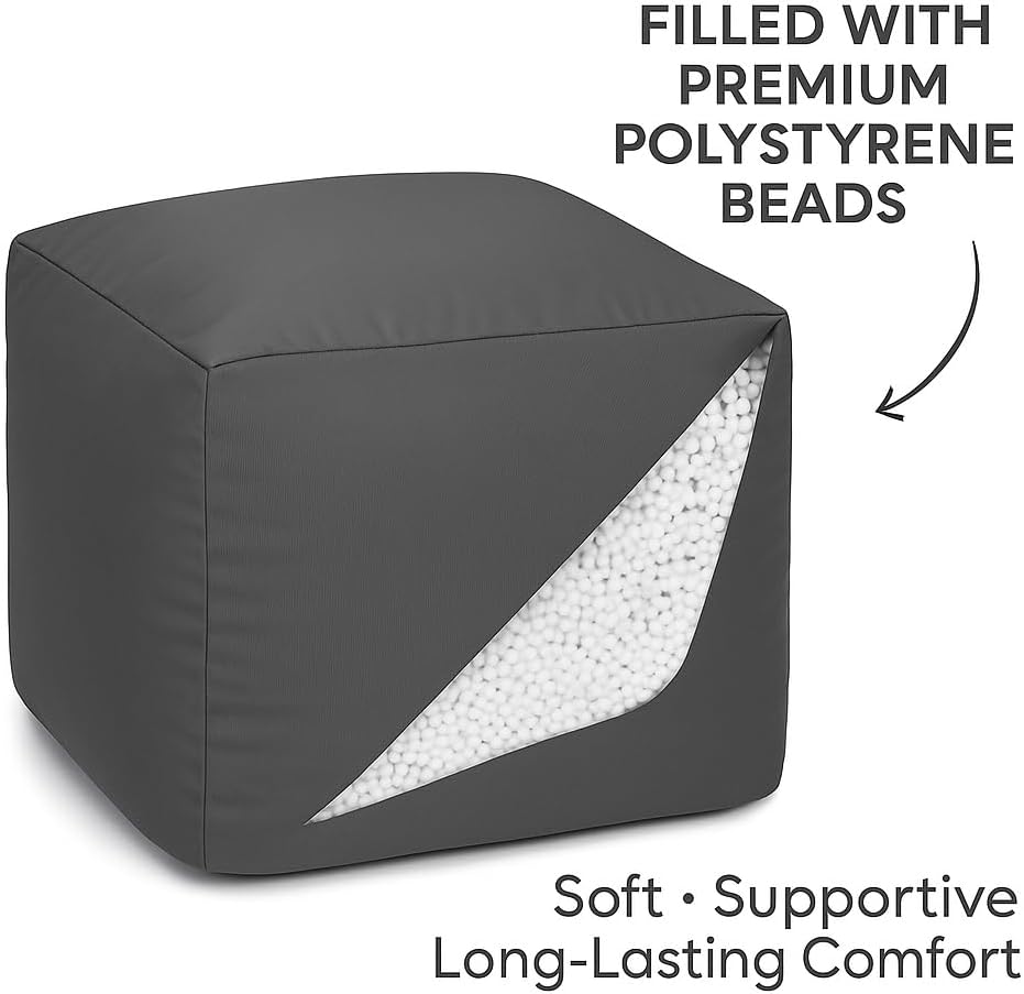 Waterproof Bean Bag Footstool Poufy Cube 40x40cm – Indoor & Outdoor Seating | Night Zone