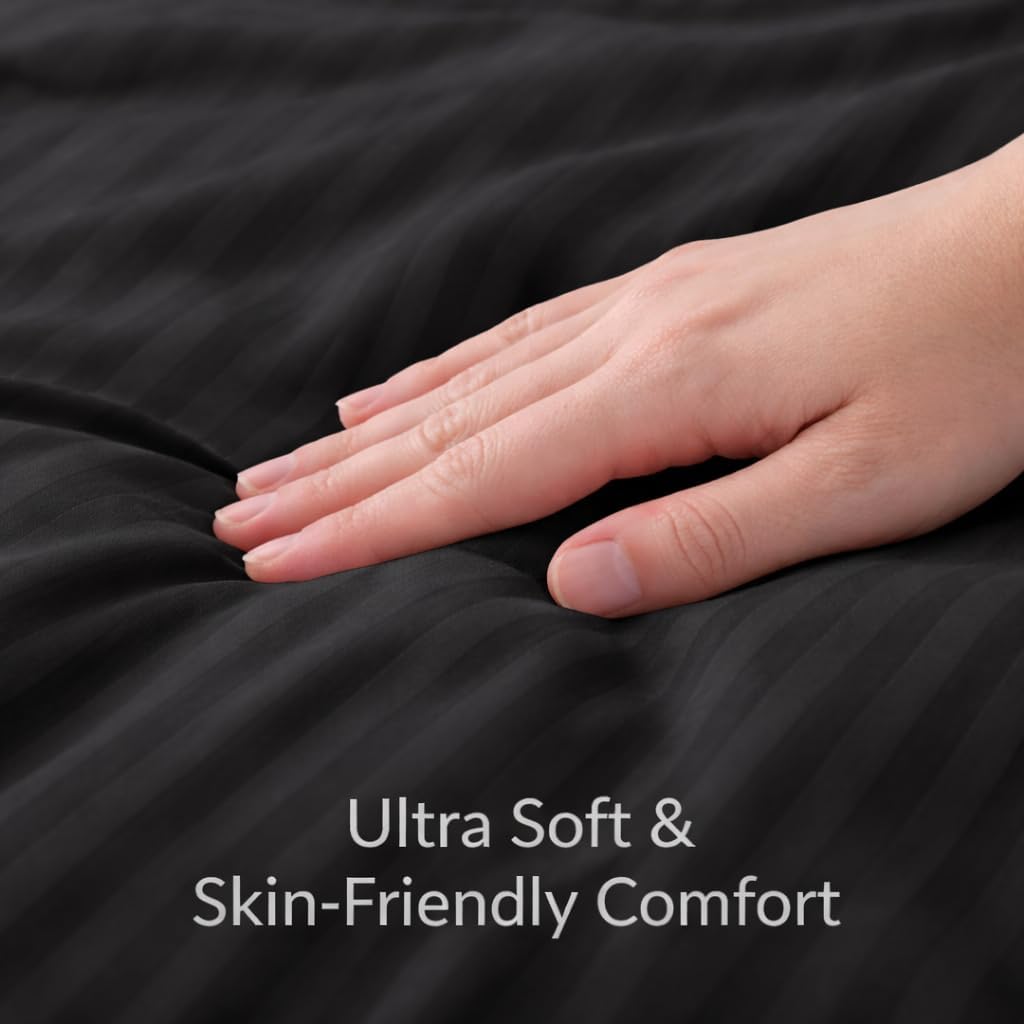 Microfiber Embossed Stripe Duvet Cover Set – Soft Touch Hotel Style Bedding | Night Zone