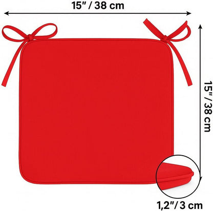 Multicolour Square Chair Seat Pads 38x38cm – 3cm Thick Cushions with Ties | Night Zone