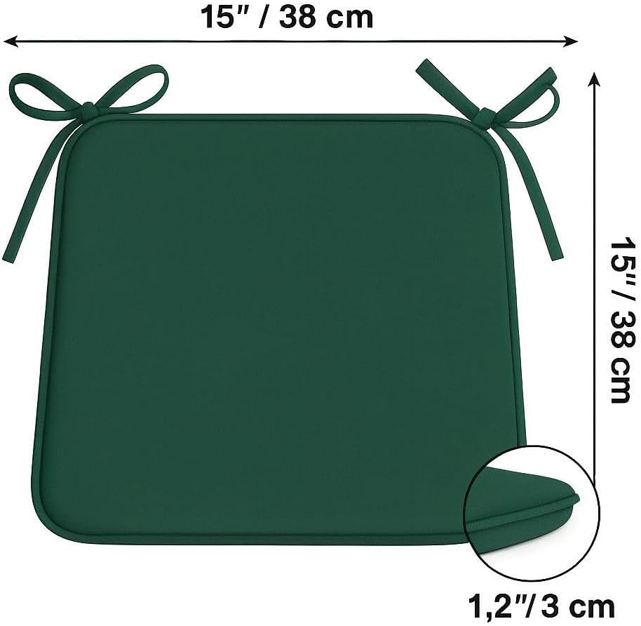Multicolour Square Chair Seat Pads 38x38cm – 3cm Thick Cushions with Ties | Night Zone